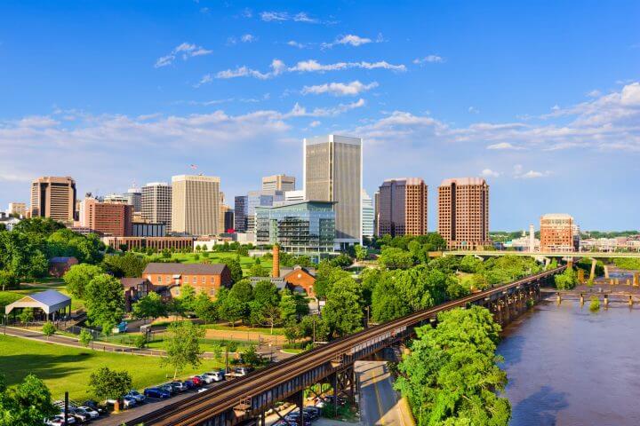 Richmond Virginia Skyline James River